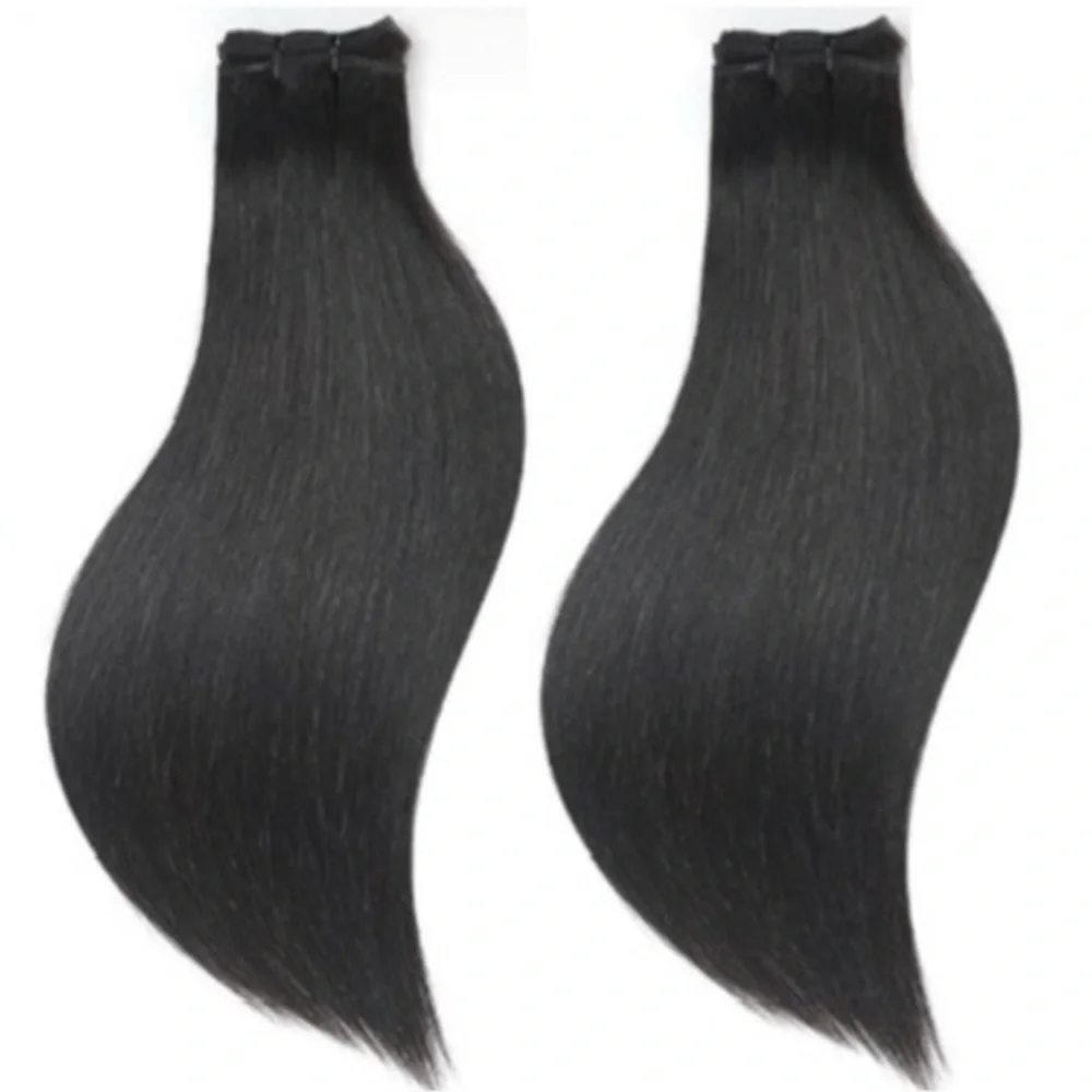 16” Natural Black Hair 100% Human Hair Weft Sew In Extensions 200g #EC6
